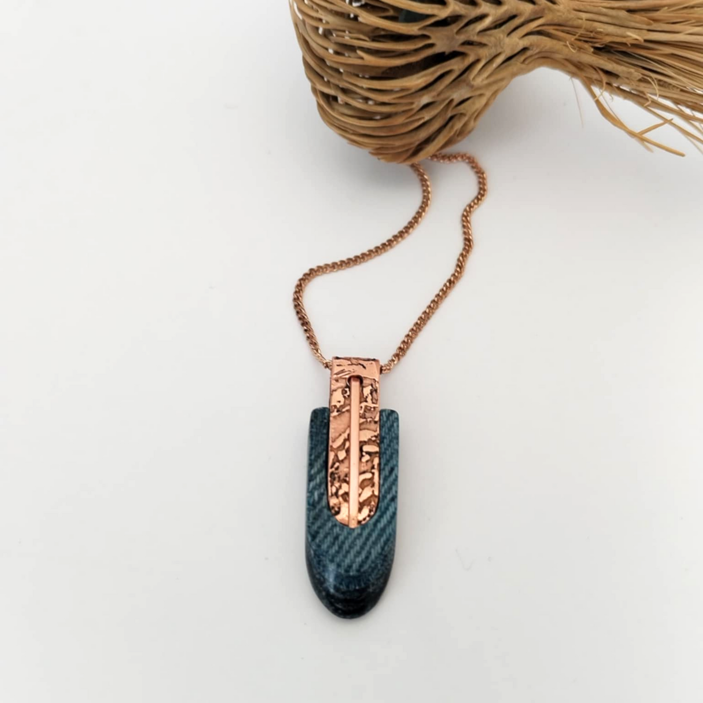 "The Copper Weave" - Denim and Copper Necklace