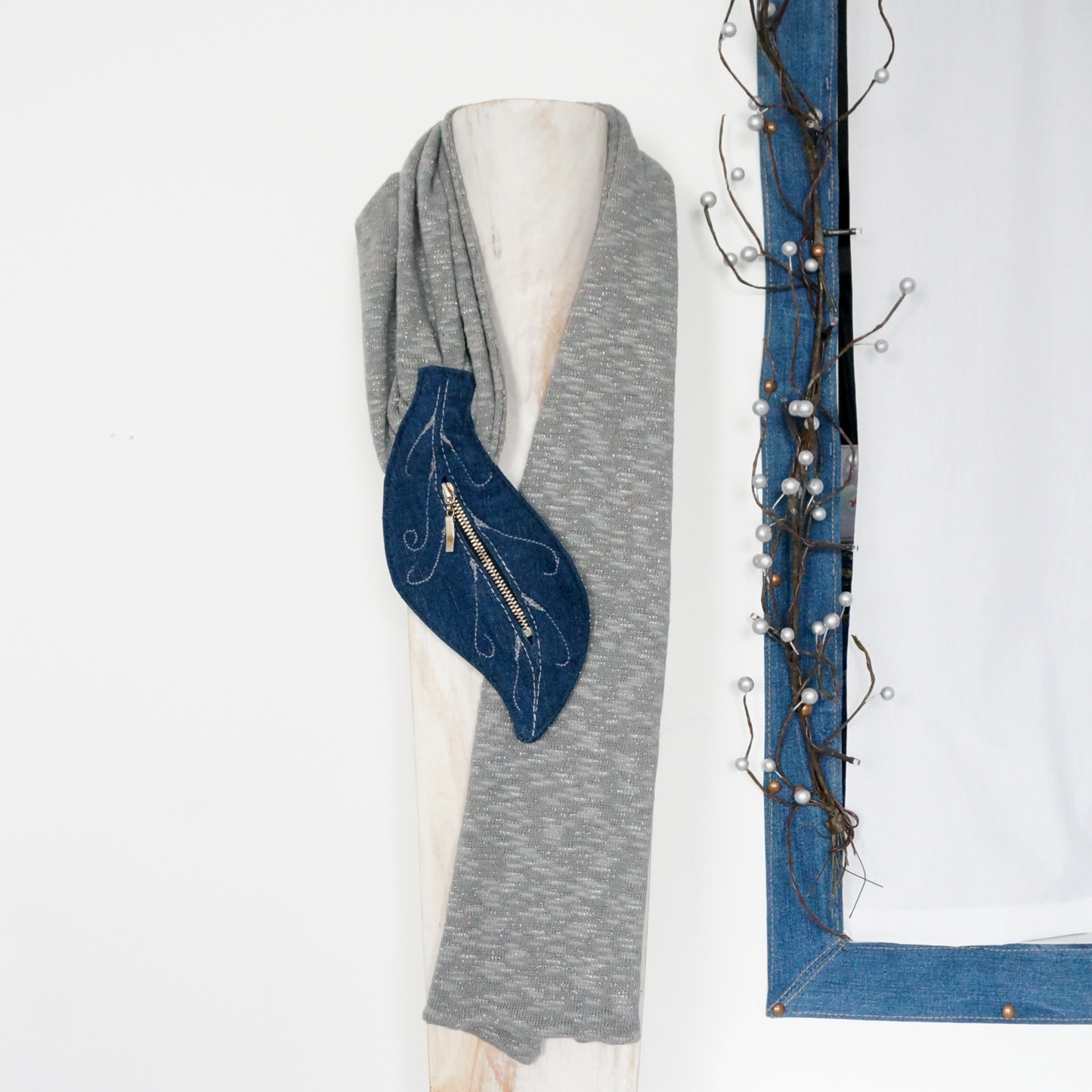 Scarf - Denim and Knitted Textile