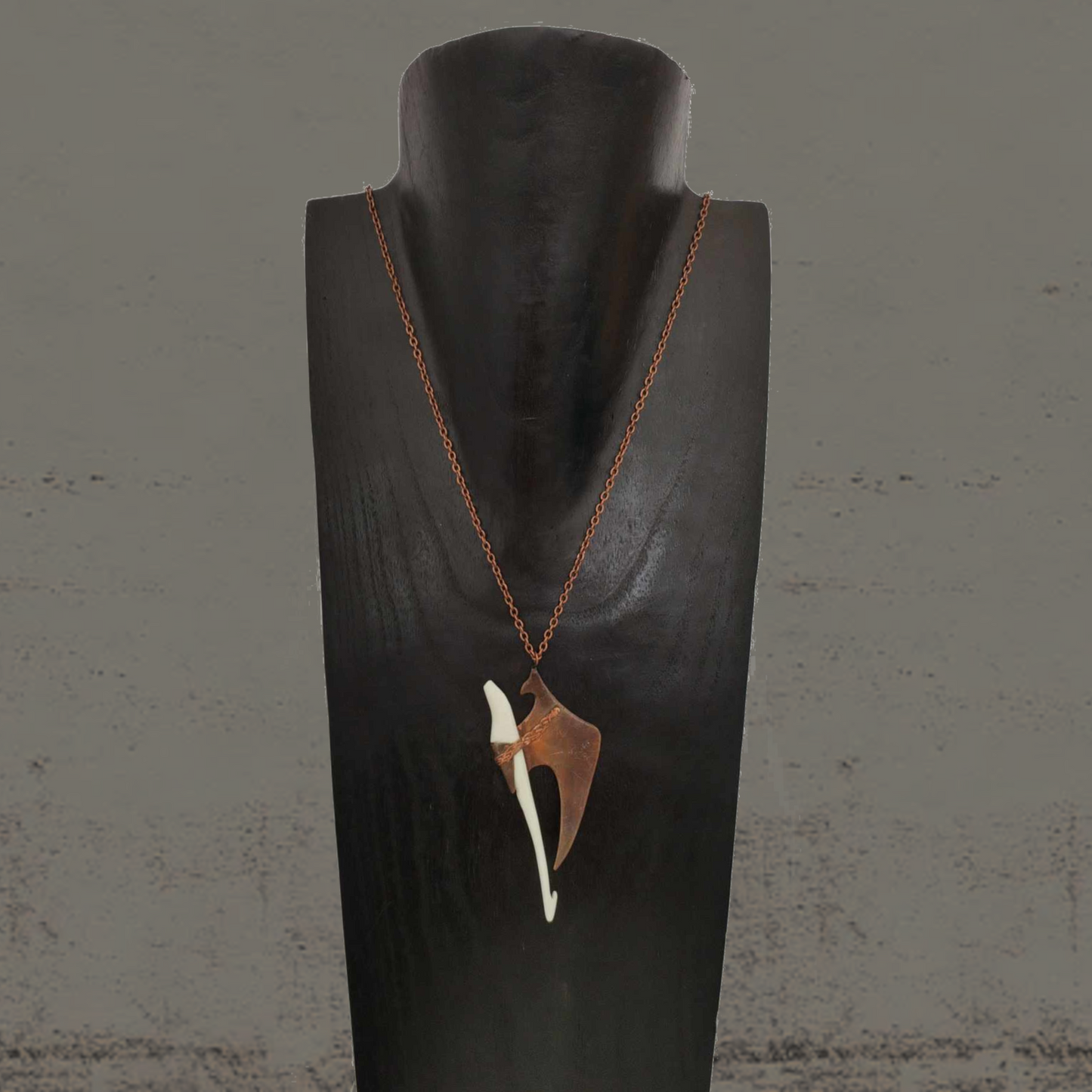 In the time of dragons - necklace copper and bone carving