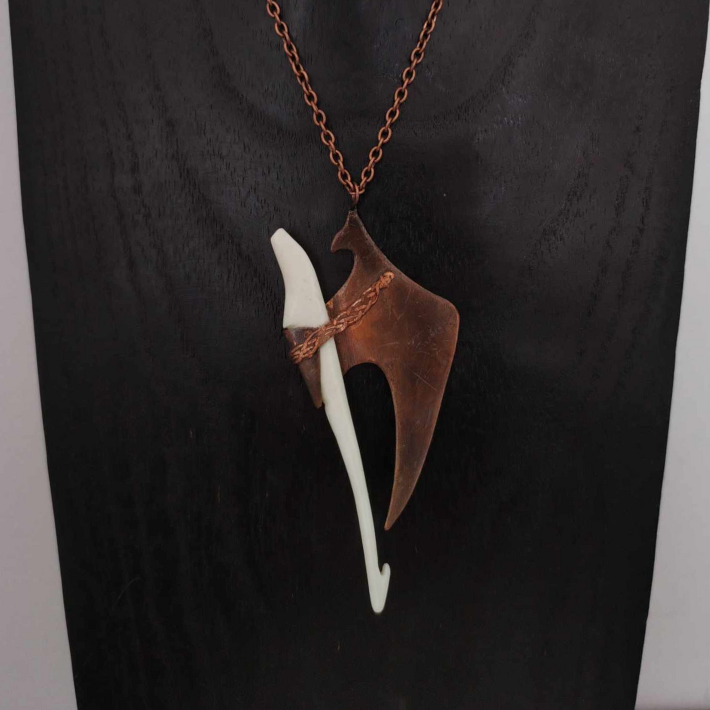 In the time of dragons - necklace copper and bone carving