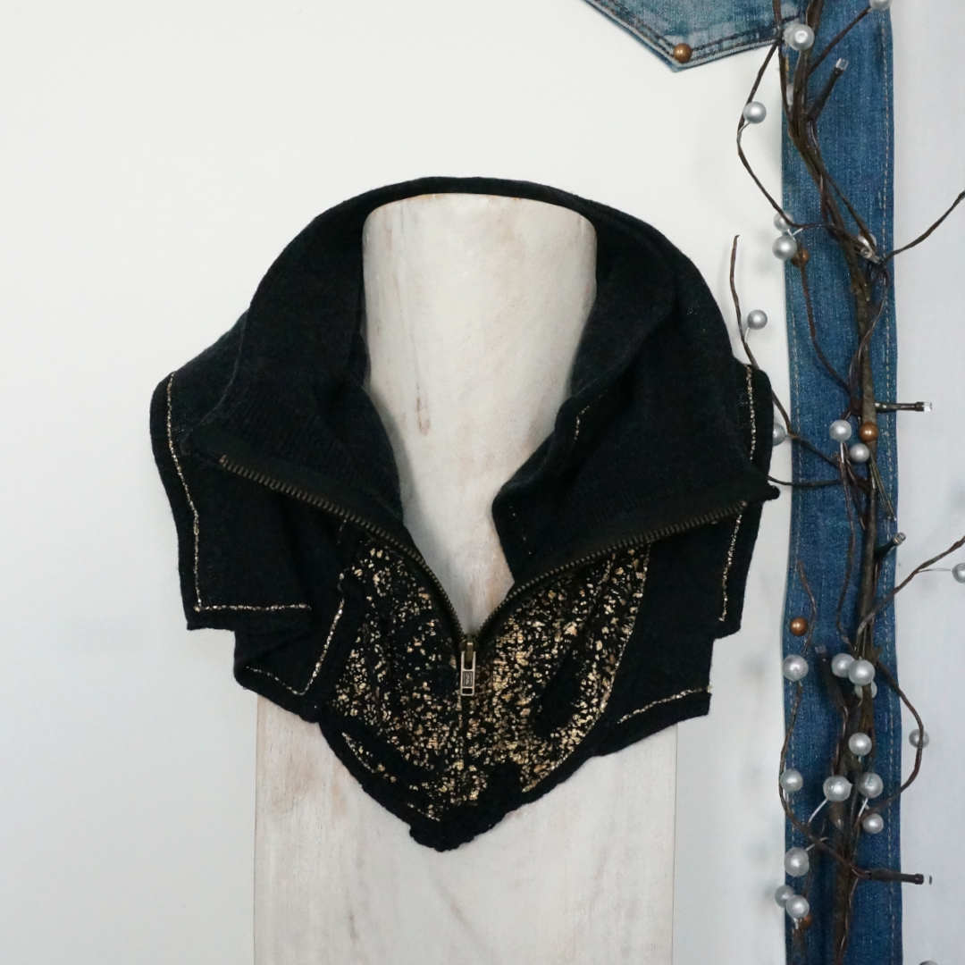 Gold and Black Cowl Scarf