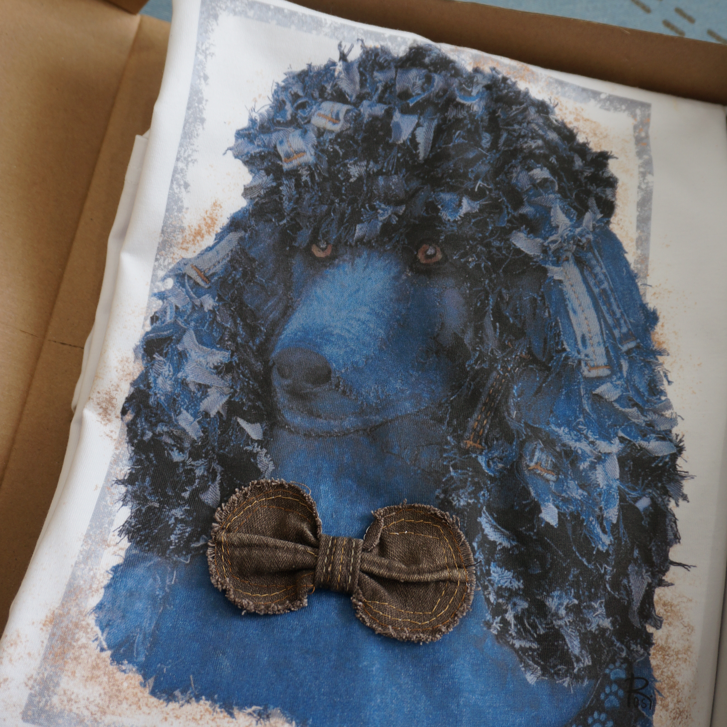 "Poodle" - Art T-Shirt with Denim Accents