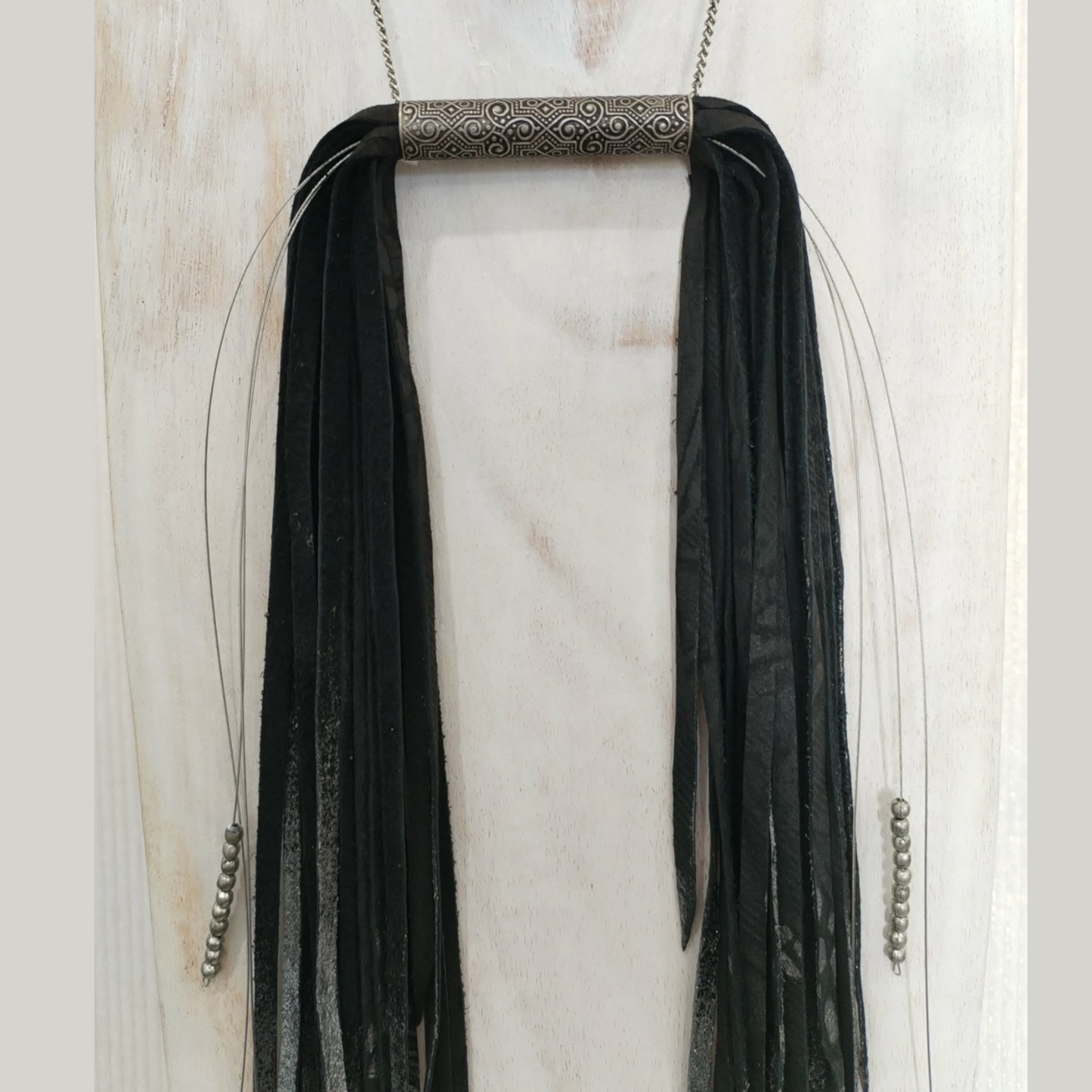 Silver Waterfall - Leather necklace
