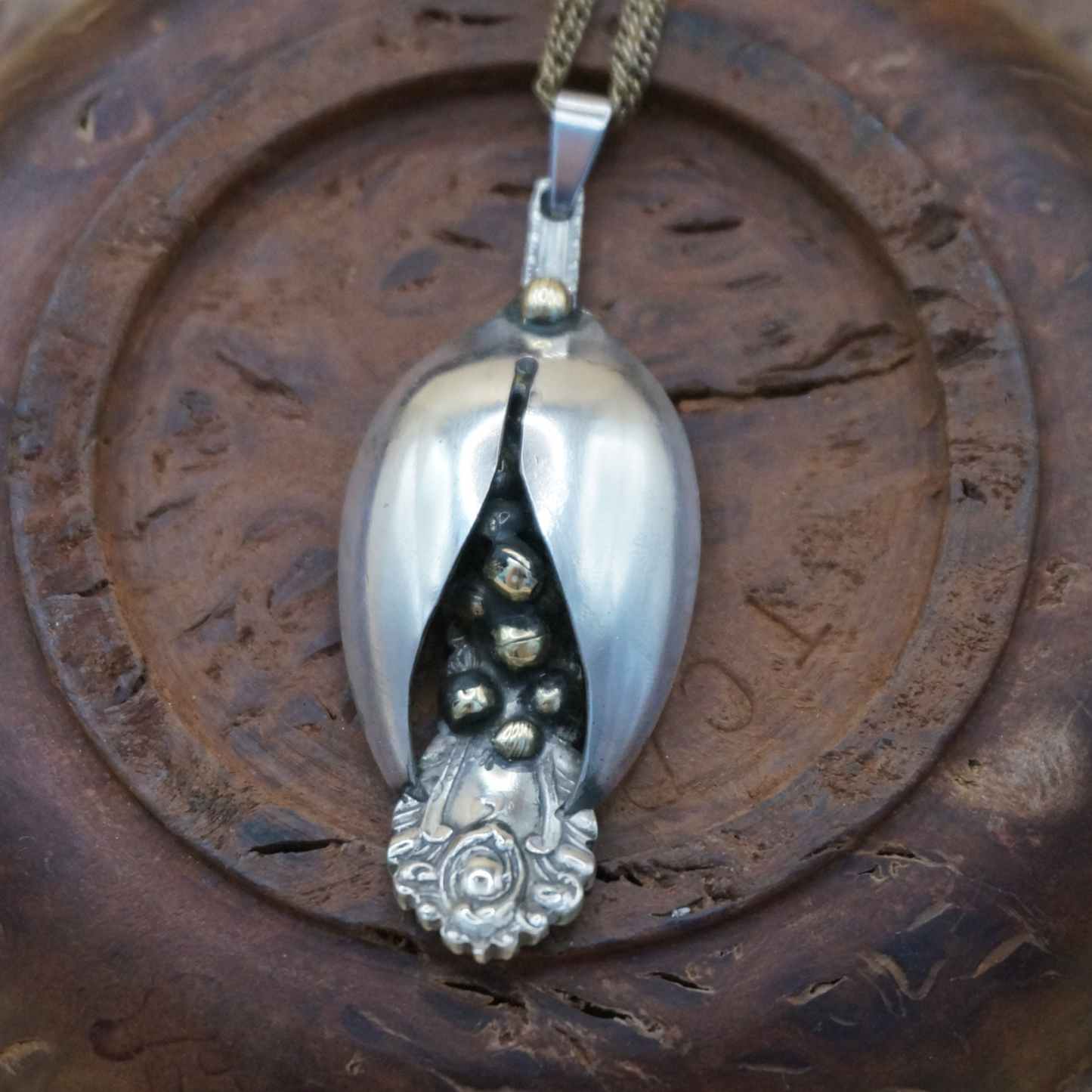 Flower - Necklace combination brass and EPNS spoon