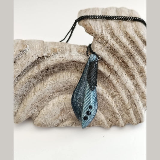 Denim and Black Crystals Necklace