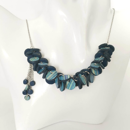 Blue Circles - set, earrings and necklace