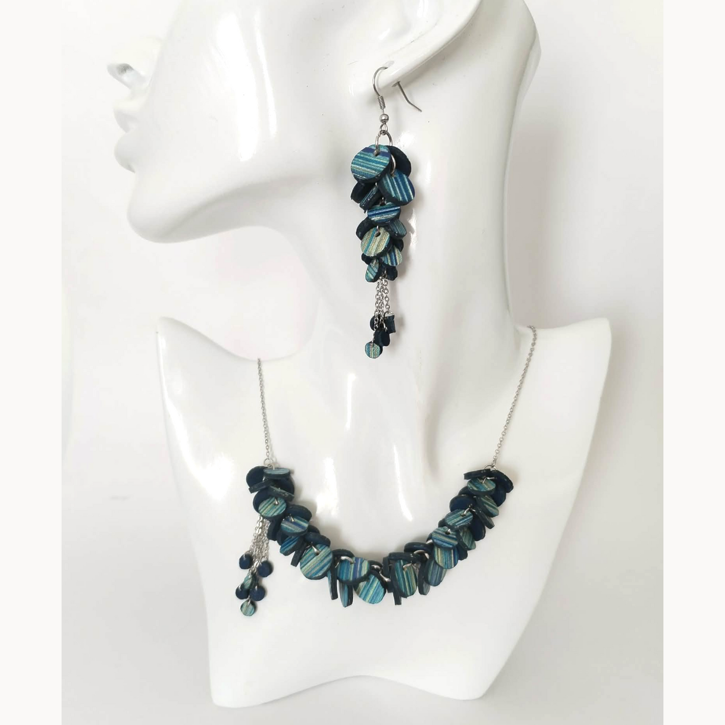 Blue Circles - set, earrings and necklace