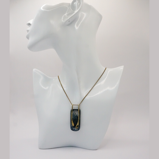 Golden Drops in Denim - necklace