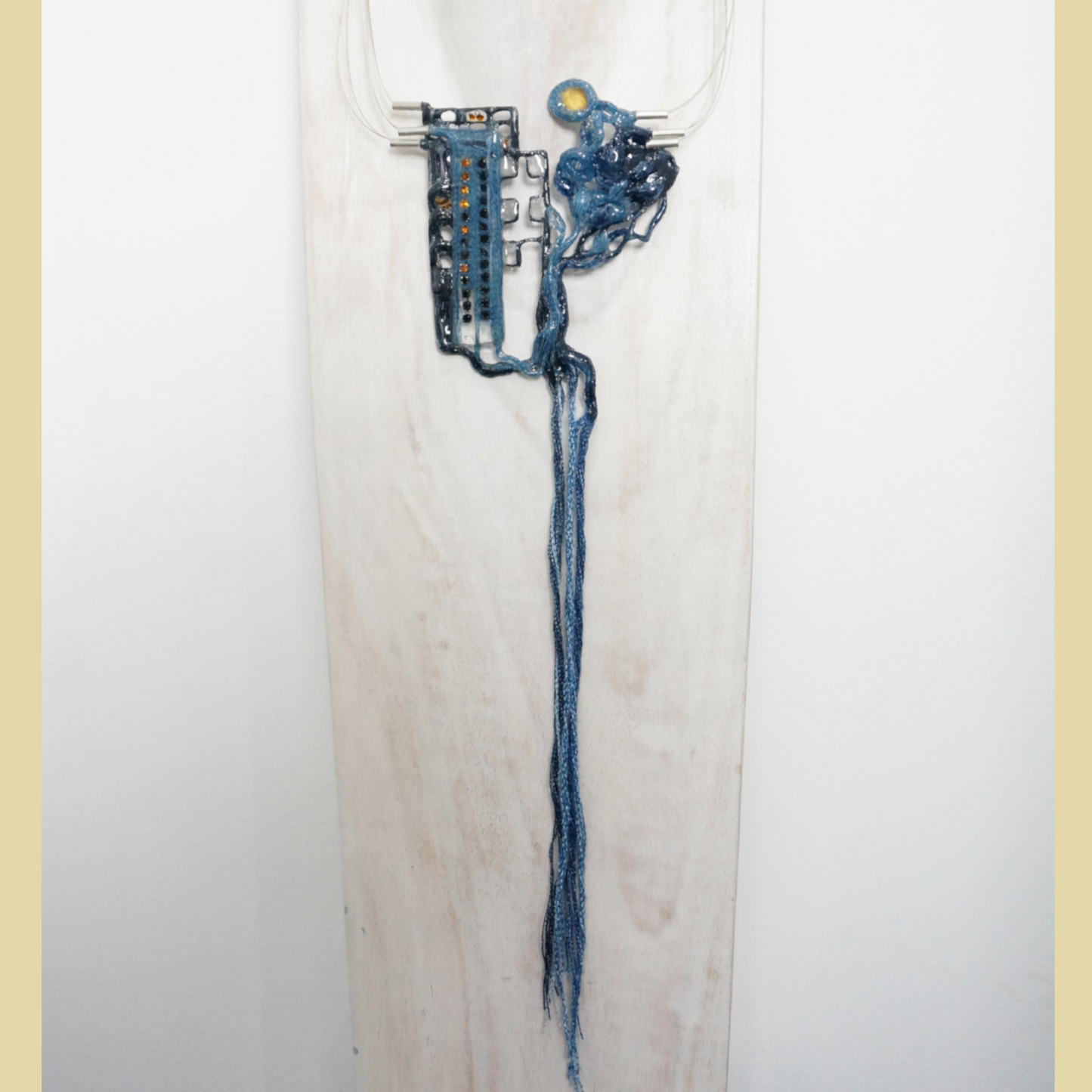 Rooted Circuit  - Denim/Resin Necklace