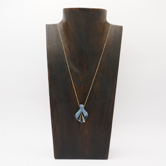 Blue Flower - Denim and brass Necklace