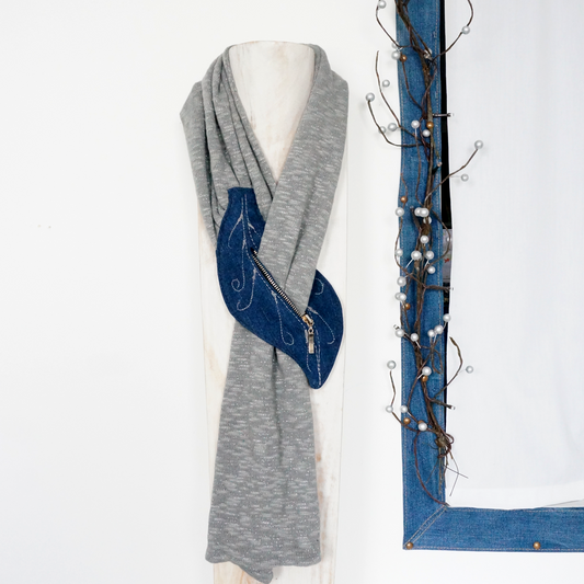 Scarf - Denim and Knitted Textile
