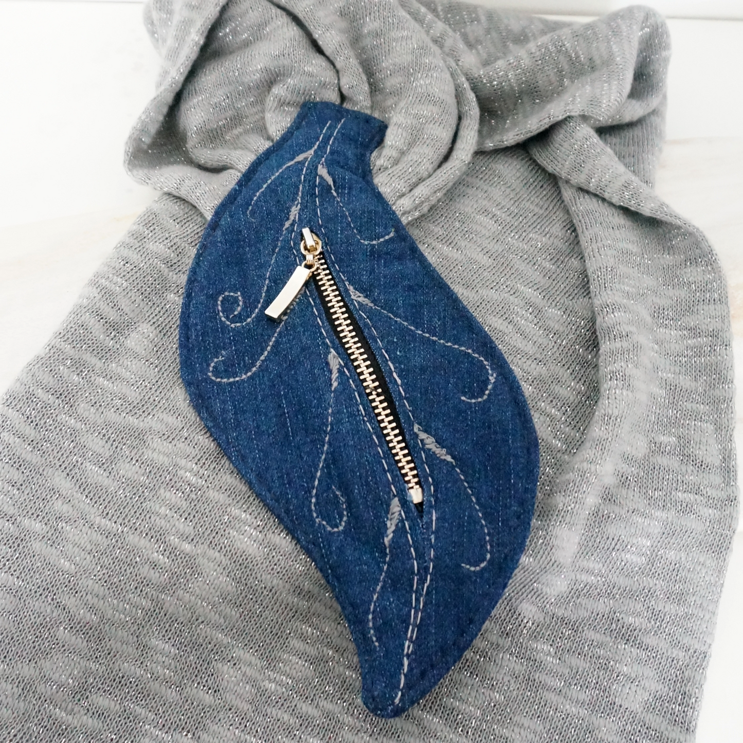 Scarf - Denim and Knitted Textile