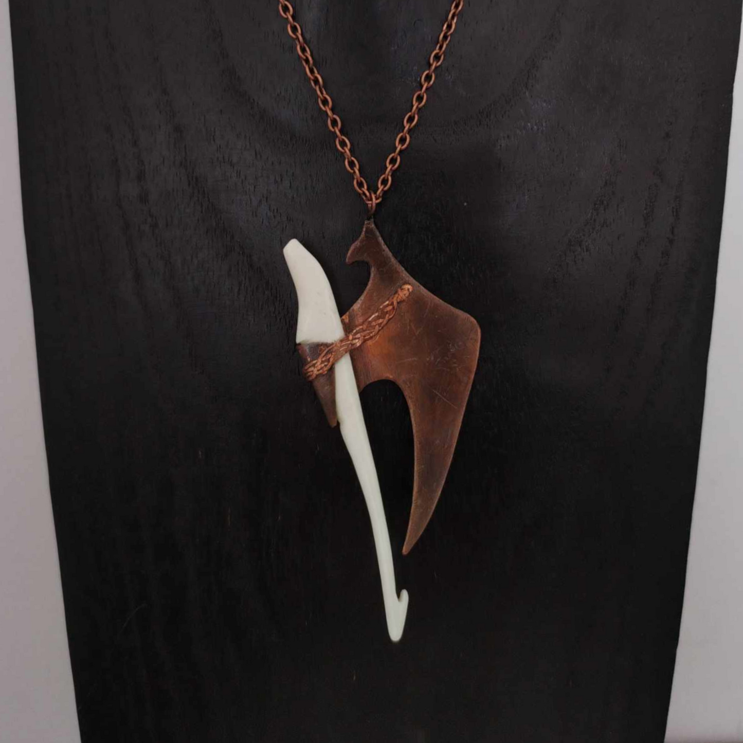 In the time of dragons -  necklace copper and bone carving