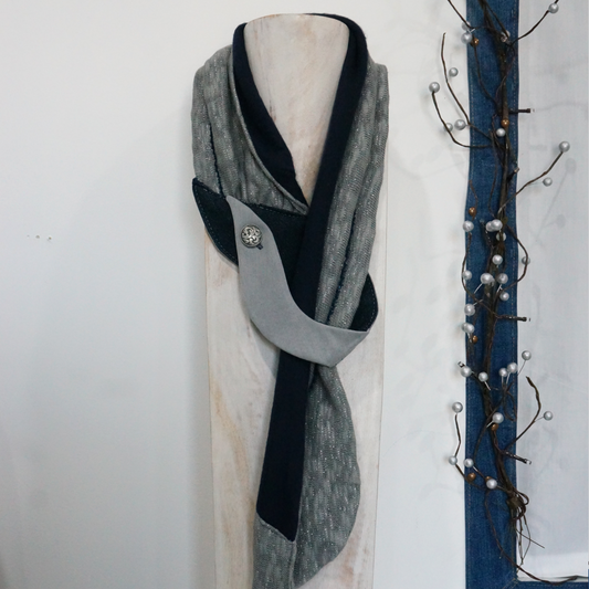 Dark Blue and Grey Scarf
