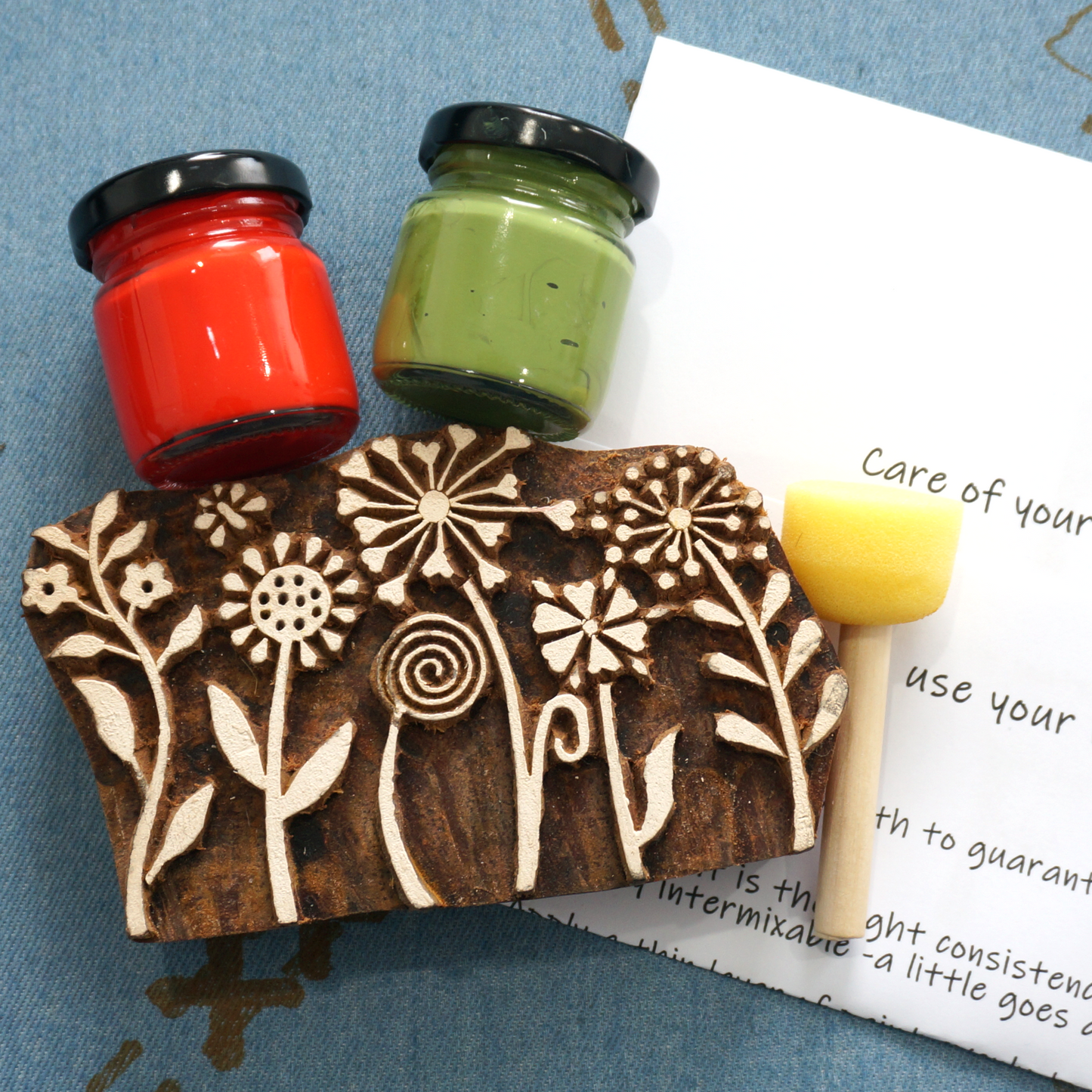 Garden Printing Block,2 Colors Paint and Foam Dobber - Set