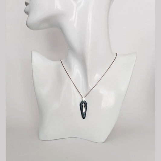 Denim and Sterling Silver Necklace