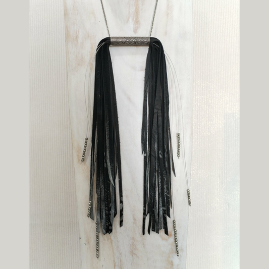 Silver Waterfall - Leather necklace